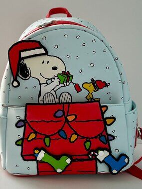 Loungefly Peanuts Snoopy Christmas Mini Backpack Woodstock Holiday Lights